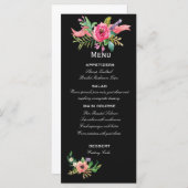 水彩画の花が付いているダークグレーの黒板 メニュー (正面/裏面)