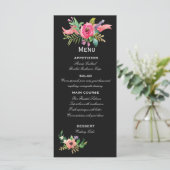 水彩画の花が付いているダークグレーの黒板 メニュー (スタンド正面)
