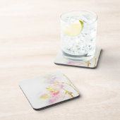 水彩画の花が付いている花の背景 コースター (右側)