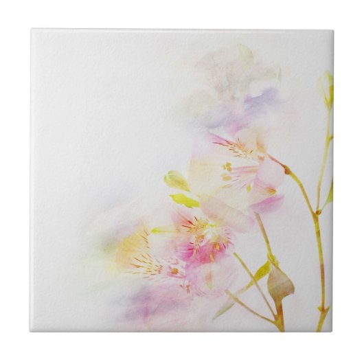 水彩画の花が付いている花の背景 タイル (正面)