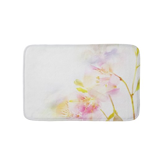水彩画の花が付いている花の背景 バスマット (正面)