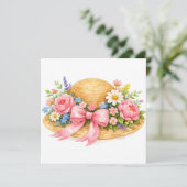 水彩画の花が咲くハット  カード (スタンド正面)