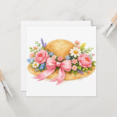 水彩画の花が咲くハット  カード (正面/裏面インサイチュ)