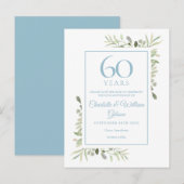 水彩画の花で60周年記念のSave the Date 案内ポストカード (正面/裏面)