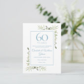 水彩画の花で60周年記念のSave the Date 案内ポストカード (スタンド正面)
