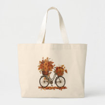 水彩画の花とヴィンテージ自転車と秋の収穫