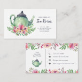 水彩画の花のぼろぼろのシックな茶部屋 名刺 (正面/裏面)