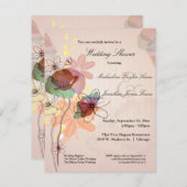 水彩画の花のウェディングシャワーの招待 招待状 (正面/裏面)