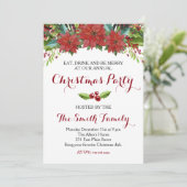 水彩画の花のクリスマスのパーティの招待状 招待状 (スタンド正面)