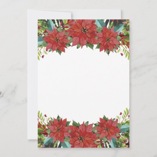 水彩画の花のクリスマスのパーティの招待状 招待状 (裏面)
