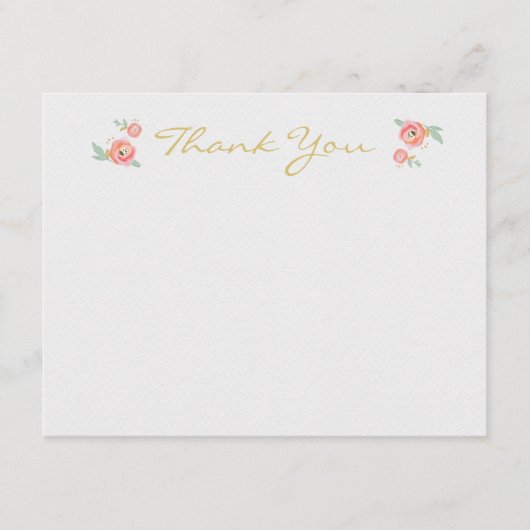 水彩画の花のサンキューカード ノートカード (正面)