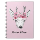 水彩画の花のシカは|あなたの名前を加えます ノートブック (正面)