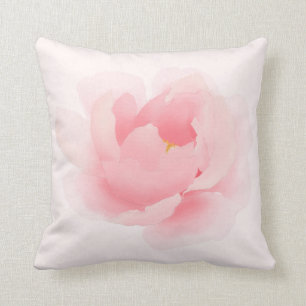 水彩画の花のシャクヤクの淡いピンクの枕 クッション