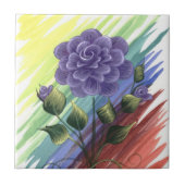 水彩画の花のタイル1 タイル (正面)