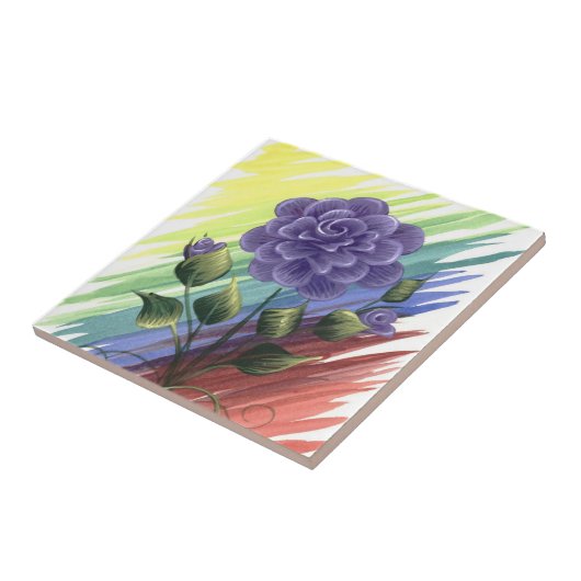水彩画の花のタイル1 タイル (側面)