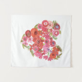 水彩画の花のハート|のバレンタインの上品II タペストリー (正面(横))