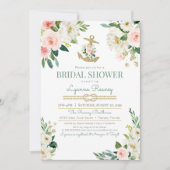 水彩画の花のバラの航海のなブライダルシャワー 招待状 (正面)