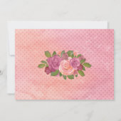 水彩画の花のバレンタインの写真の抱擁及びキス サンキューカード (裏面)