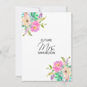 水彩画の花のピンクの紫色の花嫁のブランチ 招待状 (裏面)