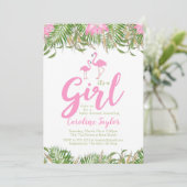 水彩画の花のフラミンゴのベビーシャワーの招待状 招待状 (スタンド正面)