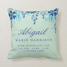 水彩画の花のベビーの誕生の発表の枕 クッション