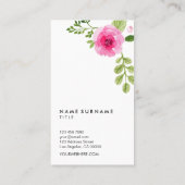 水彩画の花のミニマルでモダンなパステル調の垂直 名刺 (裏面)