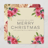 水彩画の花のメリークリスマスの原稿の写真 シーズンカード (正面/裏面)