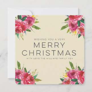 水彩画の花のメリークリスマスの原稿の写真 シーズンカード