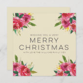水彩画の花のメリークリスマスの原稿カード シーズンカード (正面/裏面)