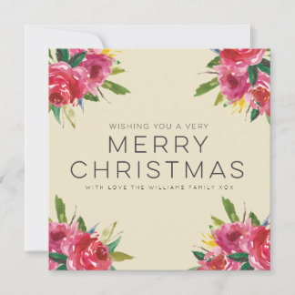 水彩画の花のメリークリスマスの原稿カード シーズンカード