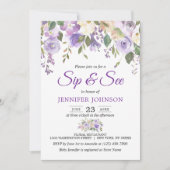 水彩画の花のラベンダーの紫色のベビーSIPは及び見ます 招待状 (正面)