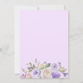 水彩画の花のラベンダーの紫色のベビーSIPは及び見ます 招待状 (裏面)