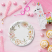 水彩画の花のリースが付いているかわいらしい紙皿 ペーパープレート (パーティー)