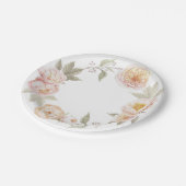 水彩画の花のリースが付いているかわいらしい紙皿 ペーパープレート (アングル)