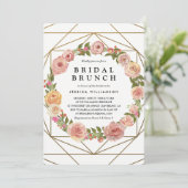 水彩画の花のリースの幾何学的な花嫁のブランチ 招待状 (スタンド正面)