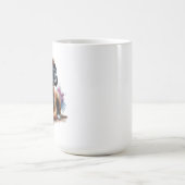 水彩画の花の中でボクサー コーヒーマグカップ (中央)