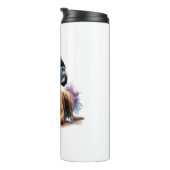 水彩画の花の中でボクサー タンブラー (回転右)