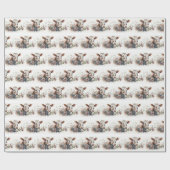 水彩画の花の中の牛 ラッピングペーパー (フラット)