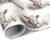 水彩画の花の中の牛 ラッピングペーパー (ロールコーナー)