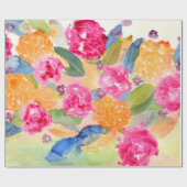 水彩画の花の包装紙 ラッピングペーパー (フラット)