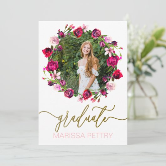 水彩画の花の卒業生の発表、卒業 招待状 (スタンド正面)