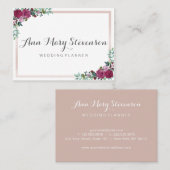 水彩画の花の名刺|のピンクのエレガント 名刺 (正面/裏面)