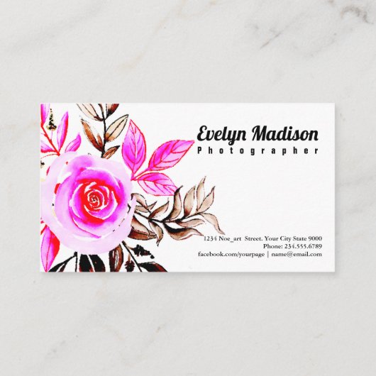 水彩画の花の名刺 名刺 (裏面)