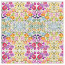 水彩画の花の庭によってとかされる綿織物 ファブリック