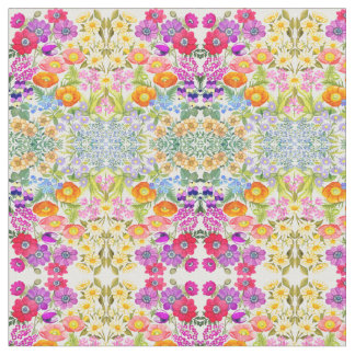 水彩画の花の庭によってとかされる綿織物 ファブリック