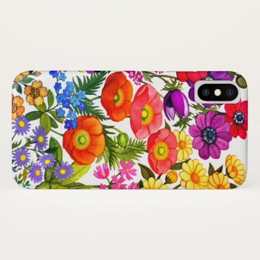 水彩画の花の庭のiPhoneの場合 Case-Mate iPhoneケース (裏面(横))