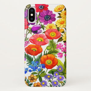 水彩画の花の庭のiPhoneの場合 iPhone X ケース