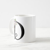 水彩画の花の手紙Dのモノグラムの芸術のマグ コーヒーマグカップ (正面左)