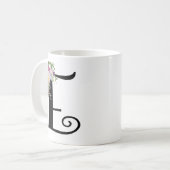 水彩画の花の手紙Eのモノグラムの芸術のマグ コーヒーマグカップ (正面左)