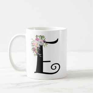 水彩画の花の手紙Eのモノグラムの芸術のマグ コーヒーマグカップ